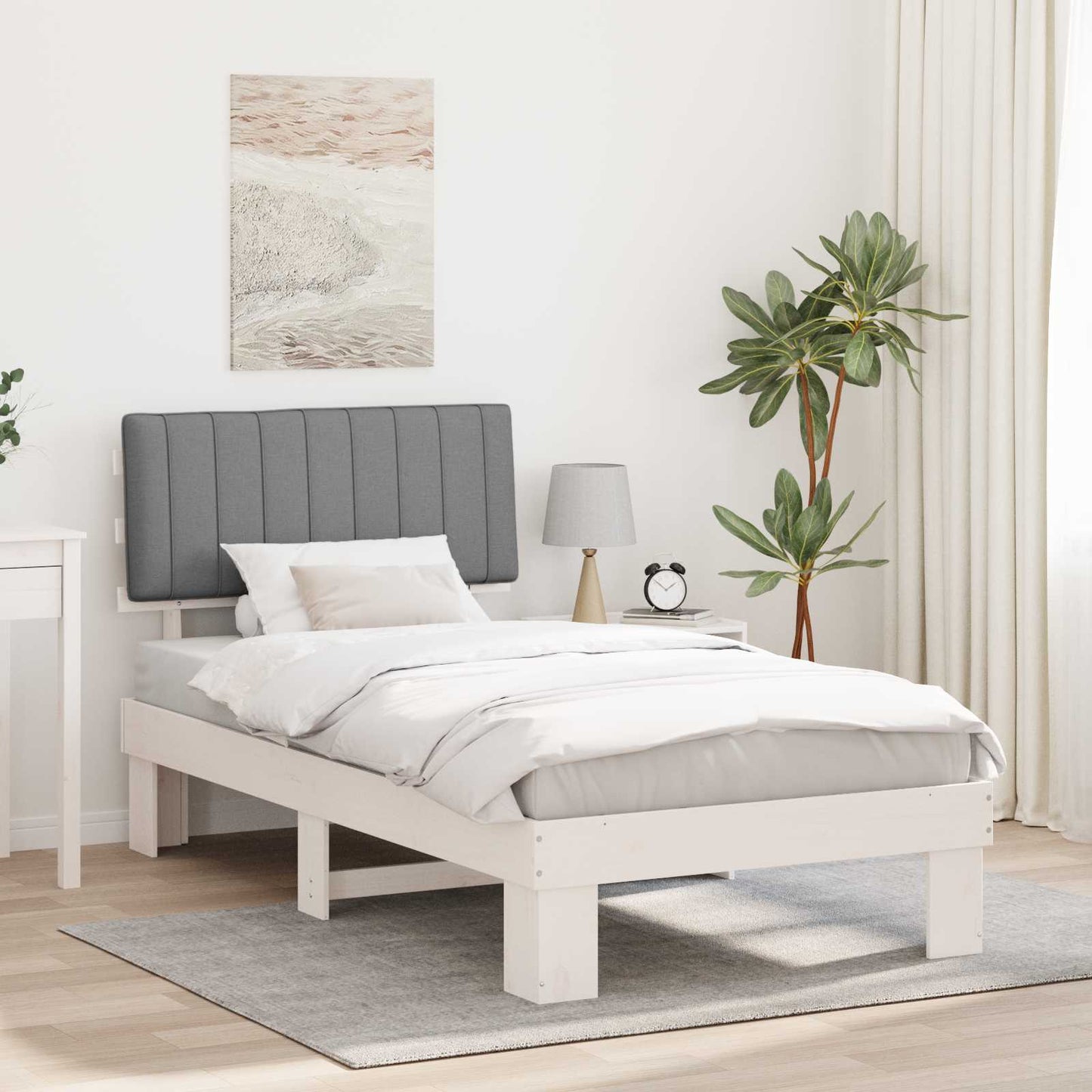 Sengestel med Polstret Hovedgavl Lysegrå 100 x 200 cm