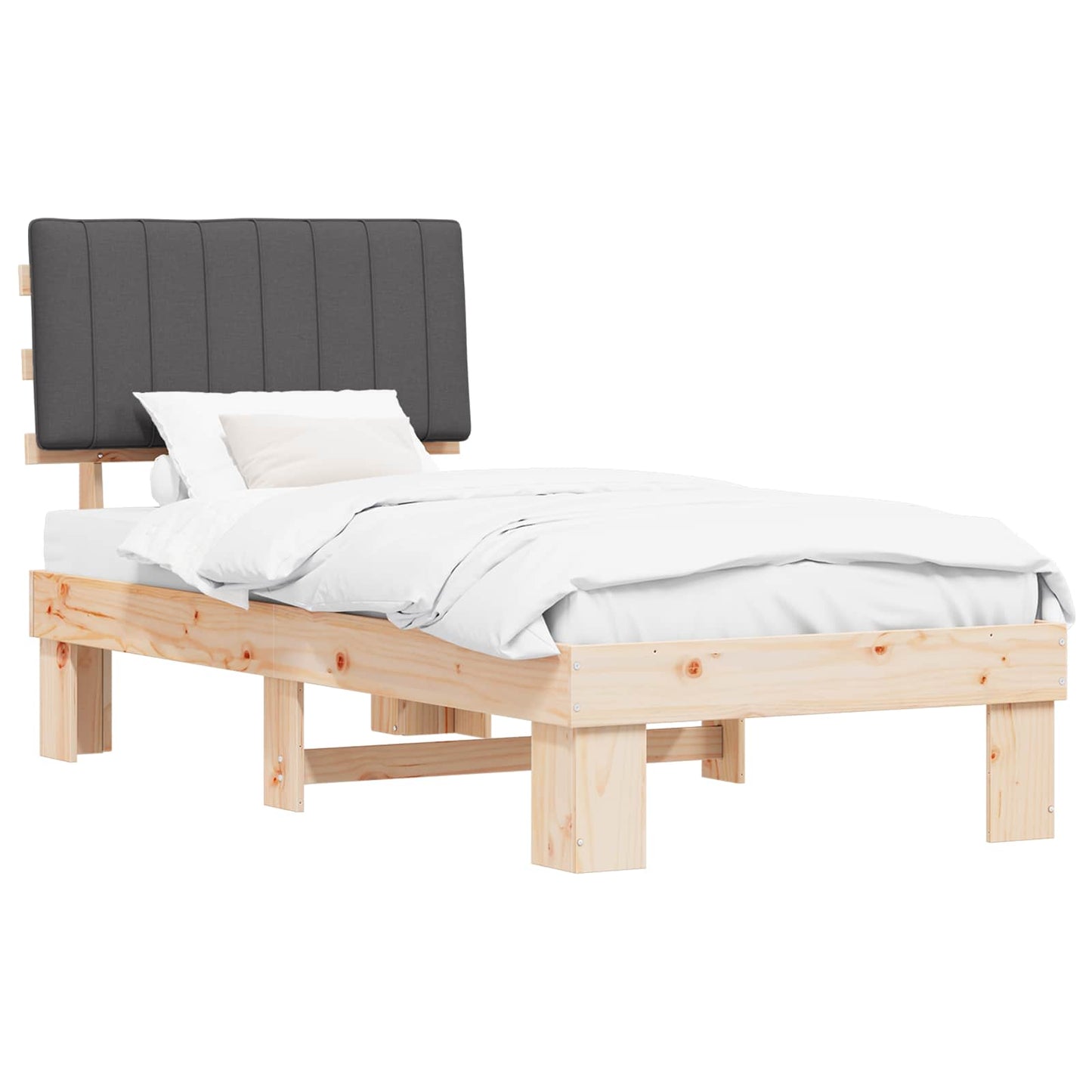 Sengestel med Polstret Hovedgavl Mørkegrå 90 x 200 cm