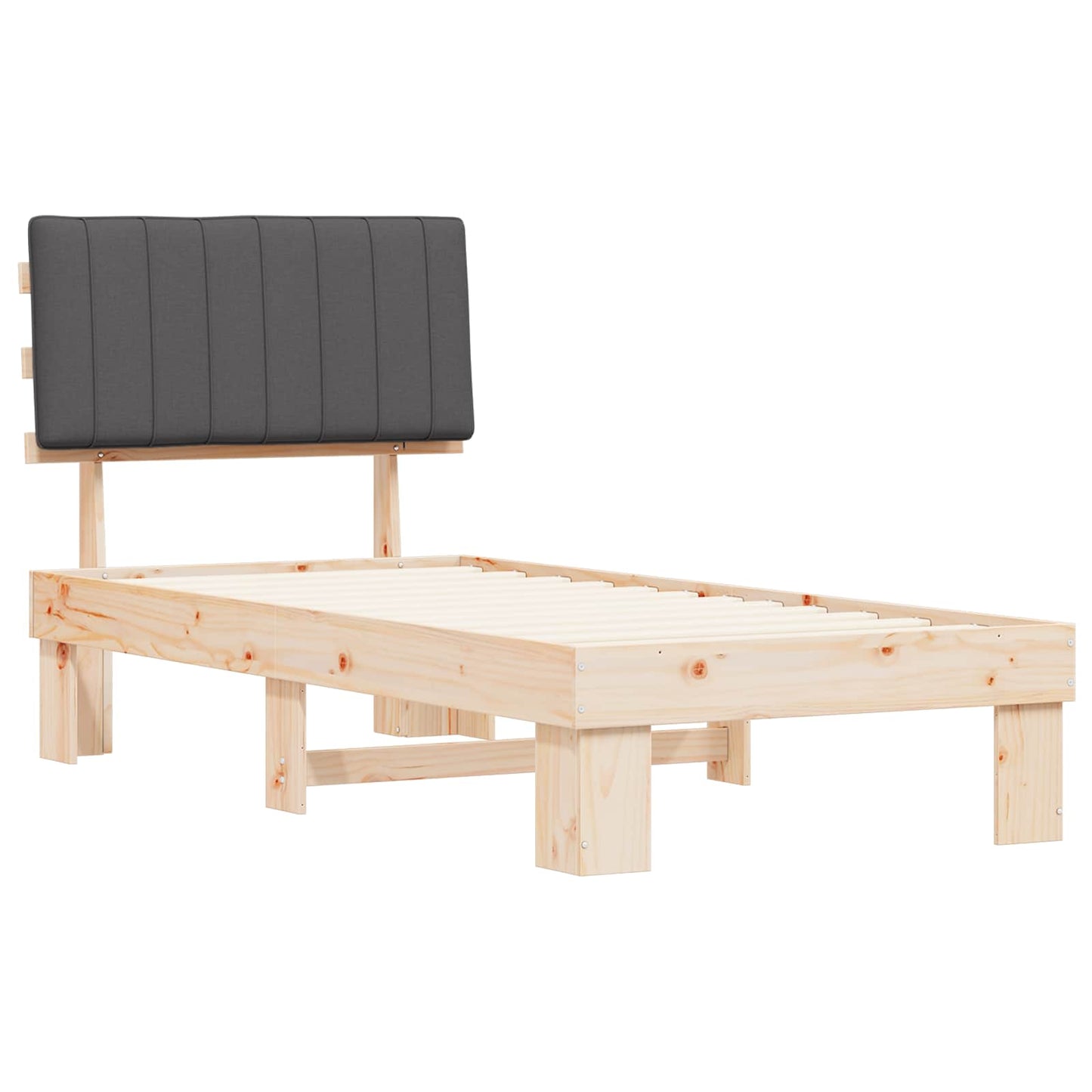 Sengestel med Polstret Hovedgavl Mørkegrå 90 x 200 cm