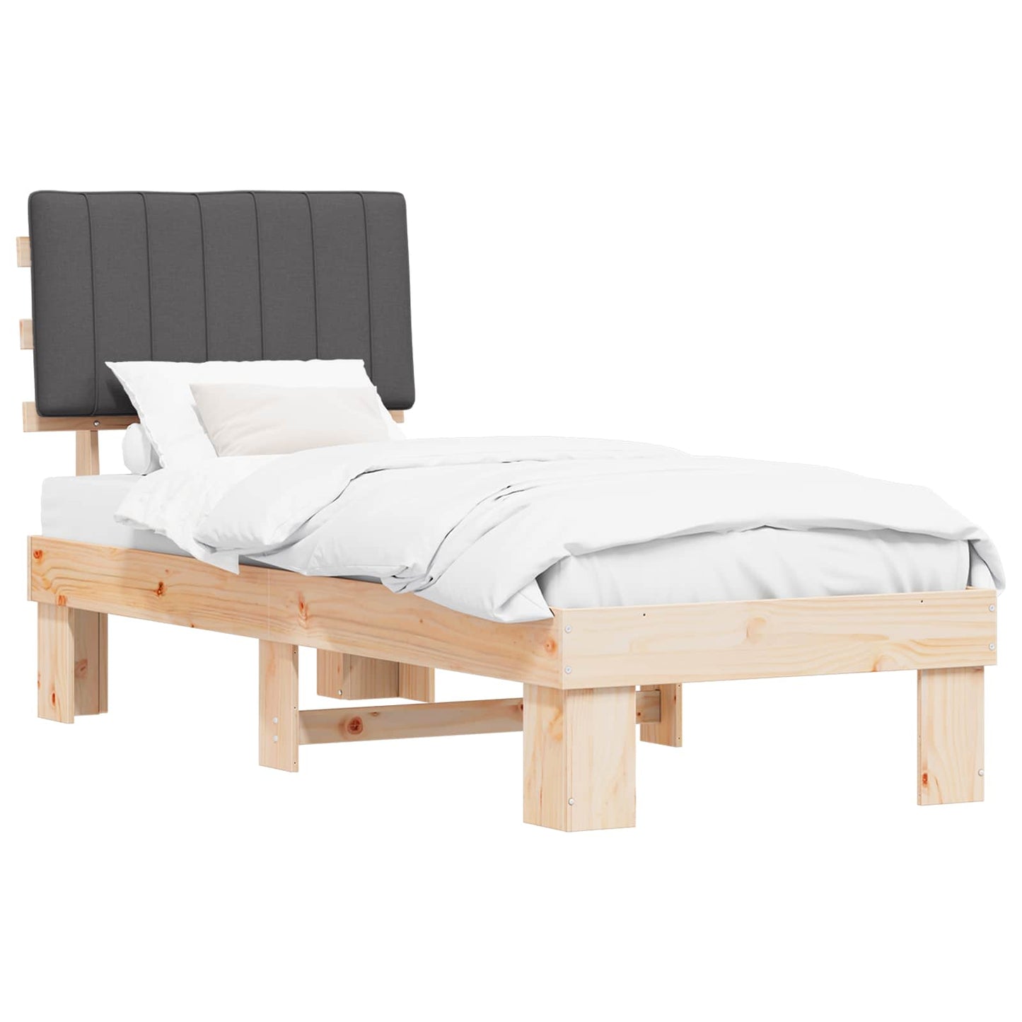 Sengestel med Polstret Hovedgavl Mørkegrå 80 x 200 cm