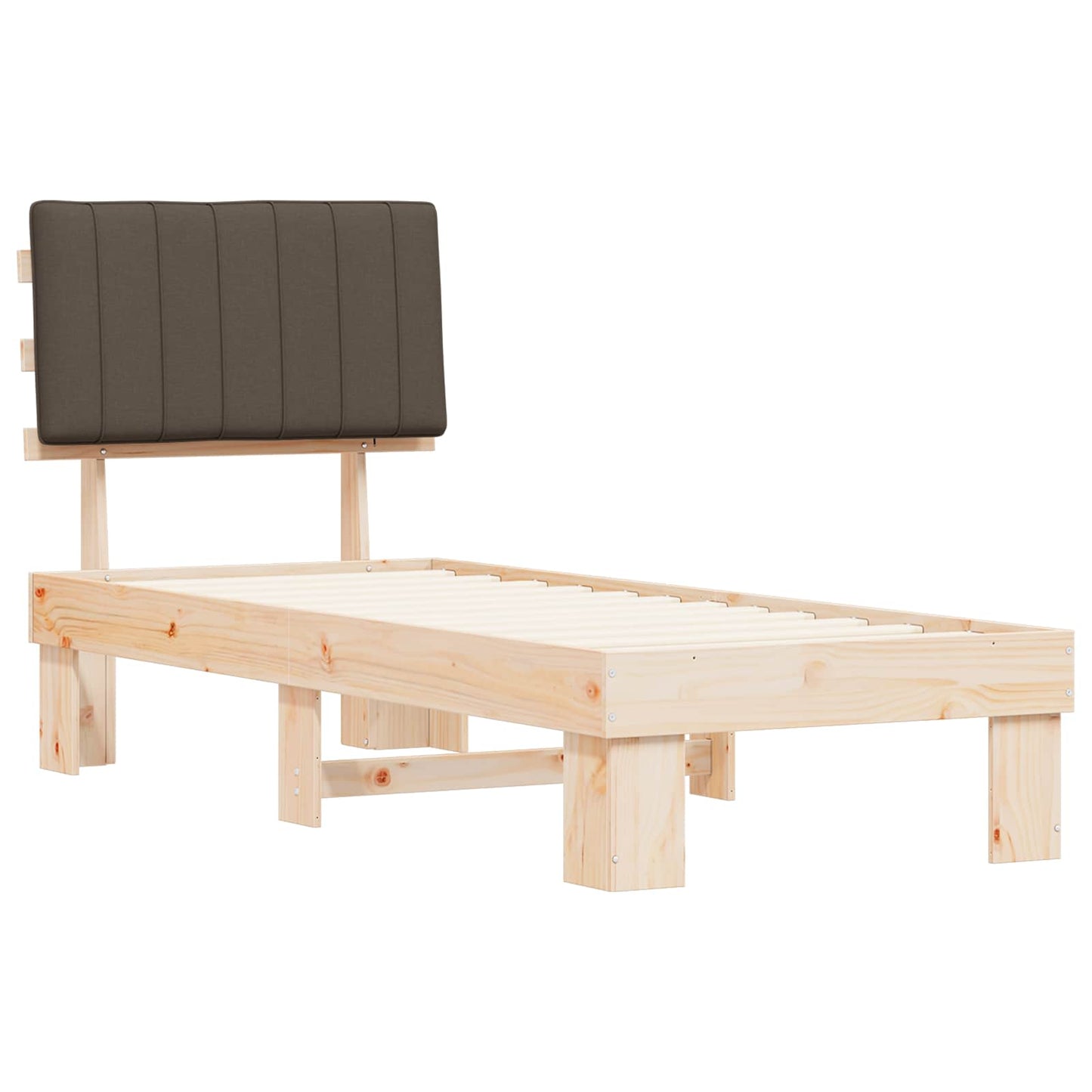 Sengestel med Polstret Hovedgavl Gråbrun 80 x 200 cm