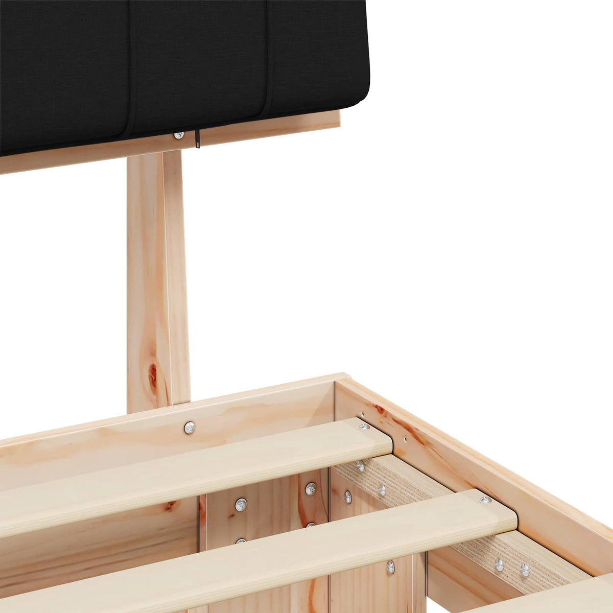 Sengestel med Polstret Hovedgavl Sort 90 x 190 cm