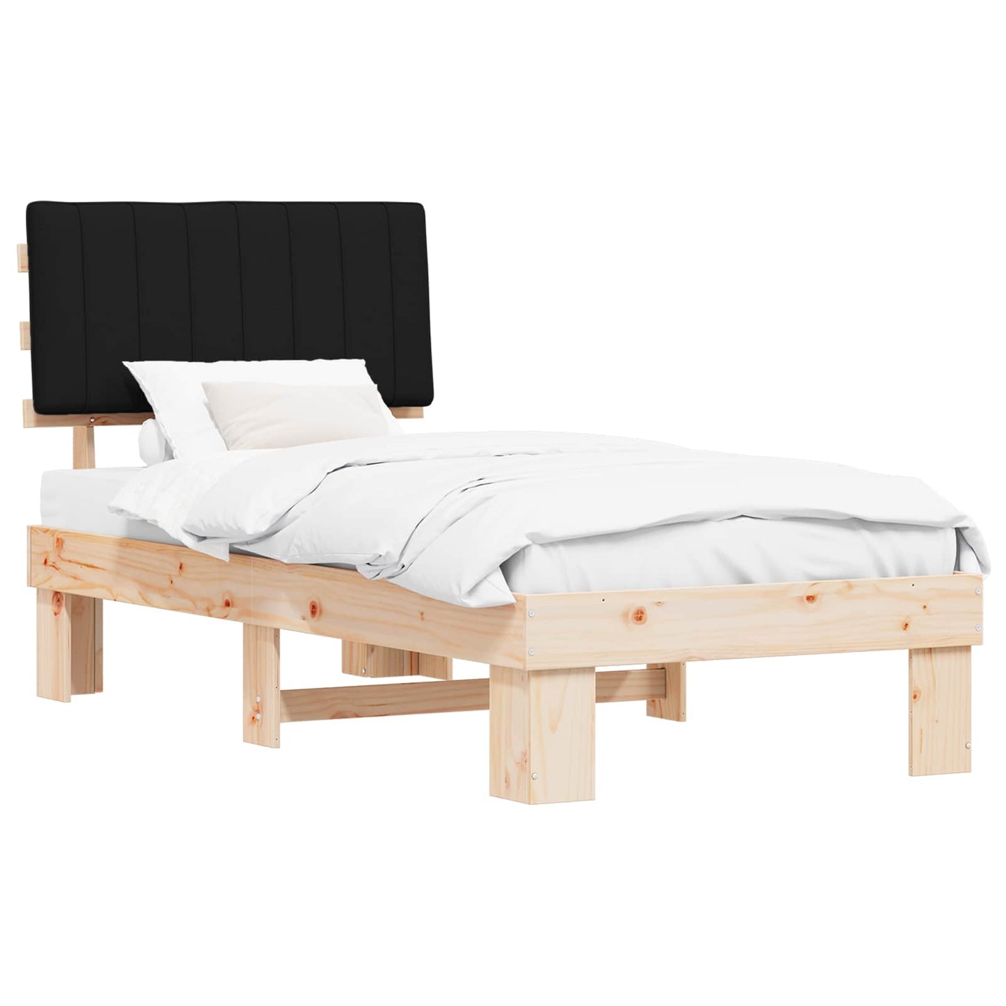 Sengestel med Polstret Hovedgavl Sort 90 x 190 cm
