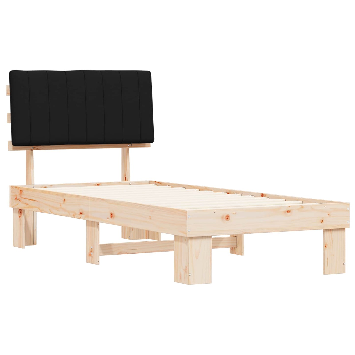 Sengestel med Polstret Hovedgavl Sort 90 x 190 cm