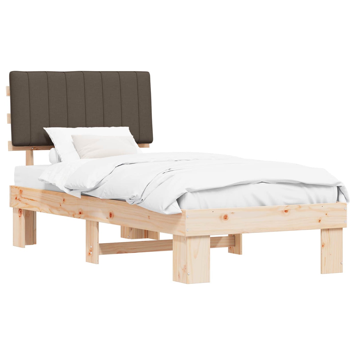 Sengestel med Polstret Hovedgavl Gråbrun 90 x 190 cm