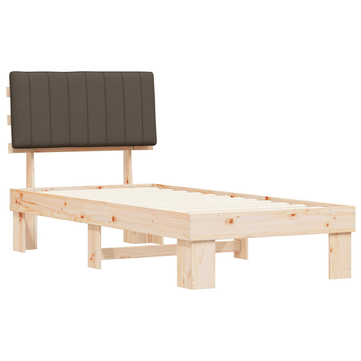 Sengestel med Polstret Hovedgavl Gråbrun 90 x 190 cm