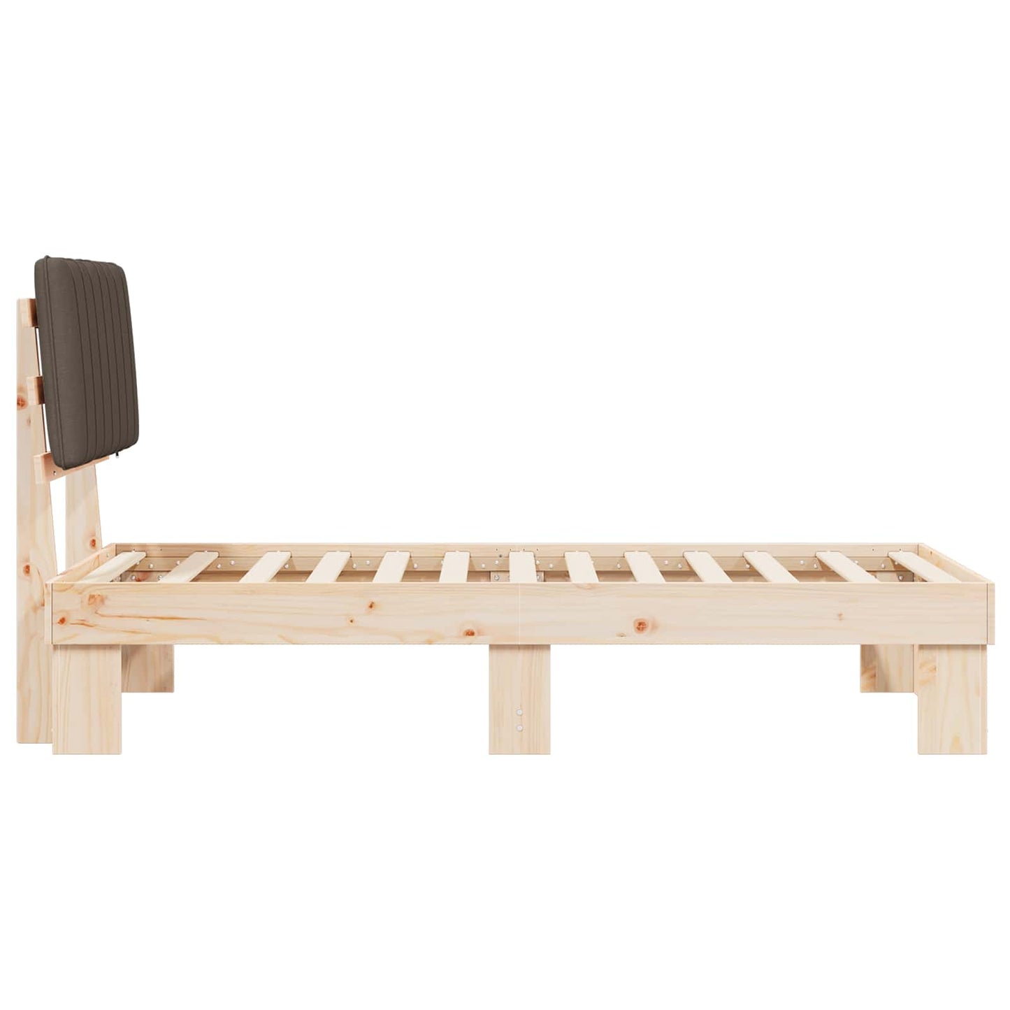 Sengestel med Polstret Hovedgavl Gråbrun 90 x 190 cm