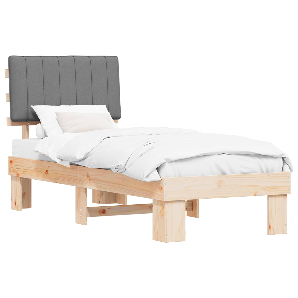 Sengestel med Polstret Hovedgavl Lysegrå 75 x 190 cm