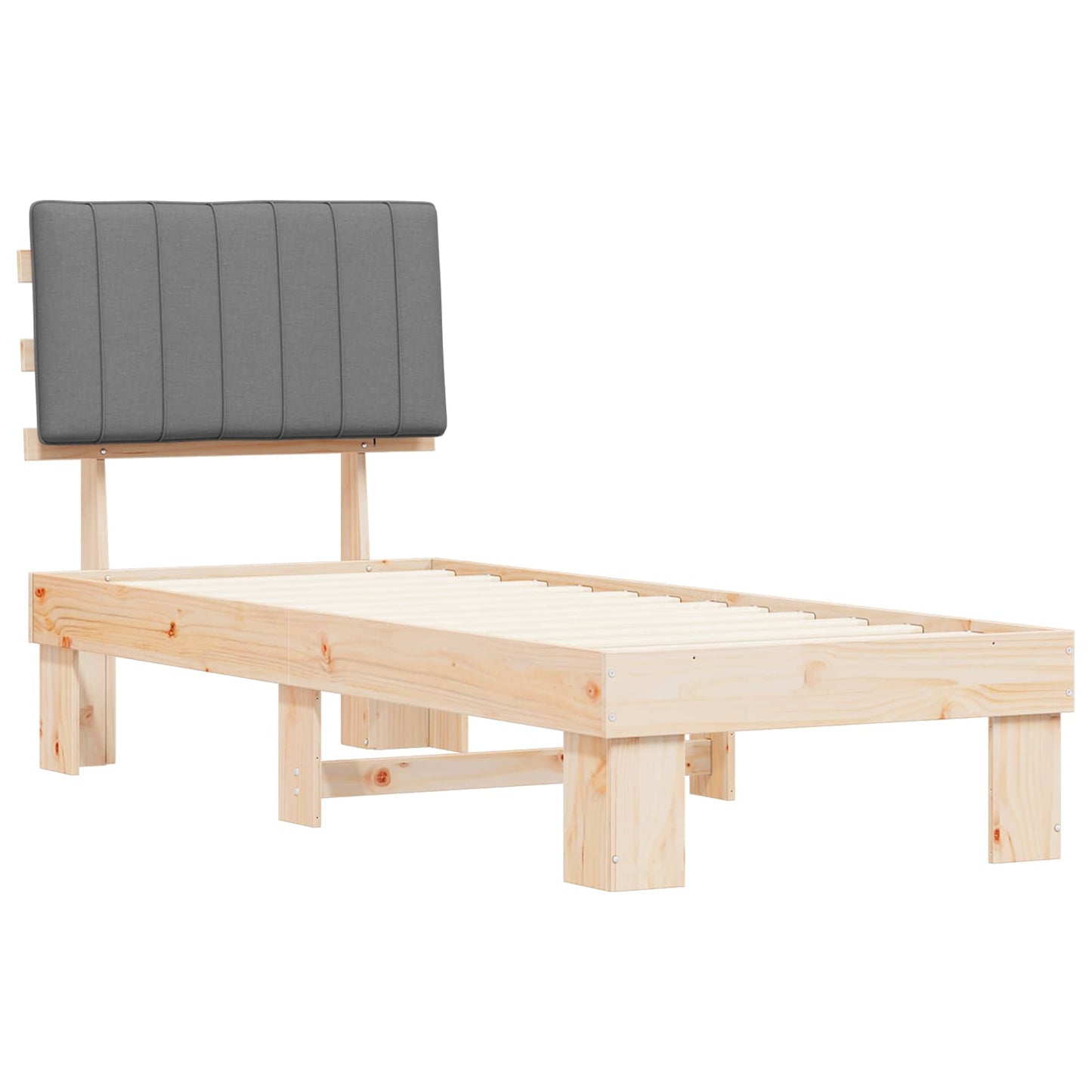 Sengestel med Polstret Hovedgavl Lysegrå 75 x 190 cm