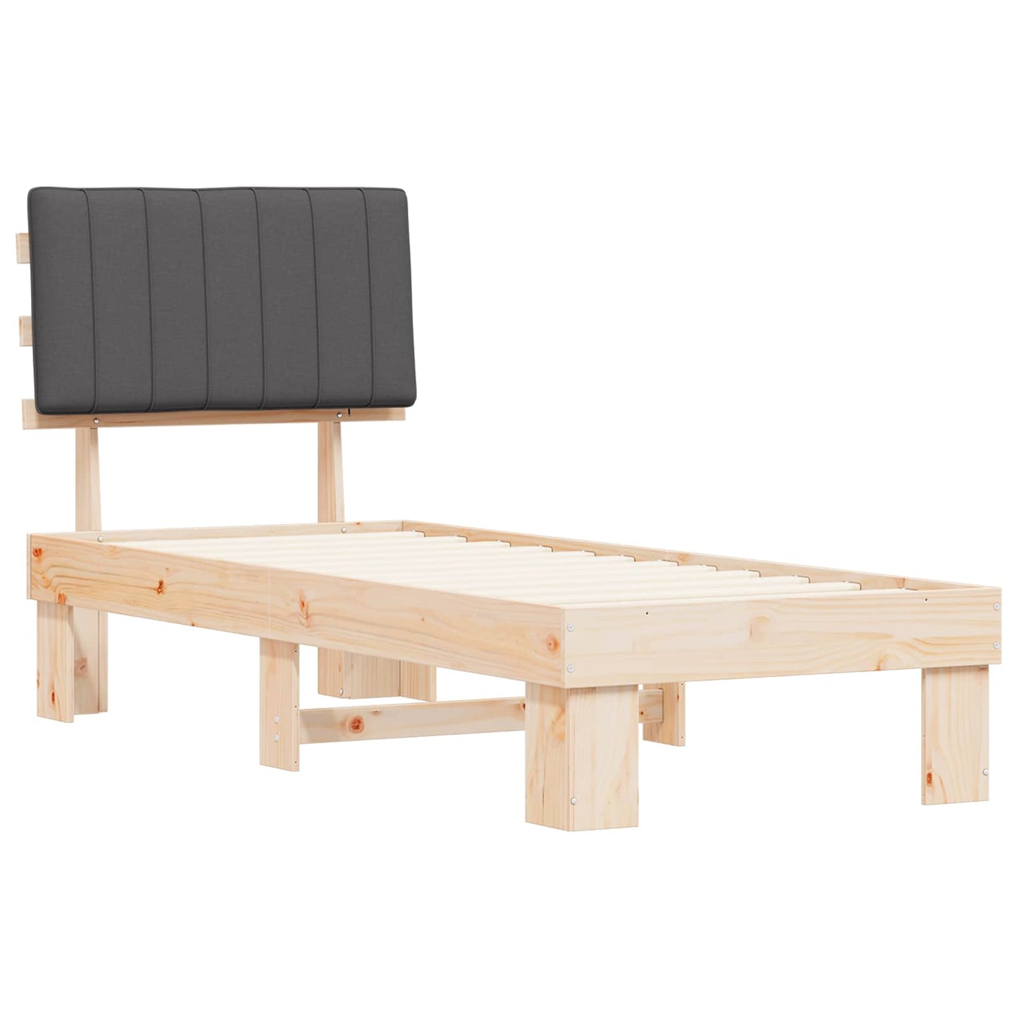Sengestel med Polstret Hovedgavl Mørkegrå 75 x 190 cm