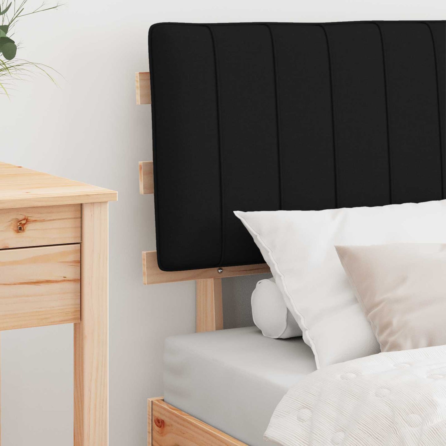 Sengestel med Polstret Hovedgavl Sort 75 x 190 cm