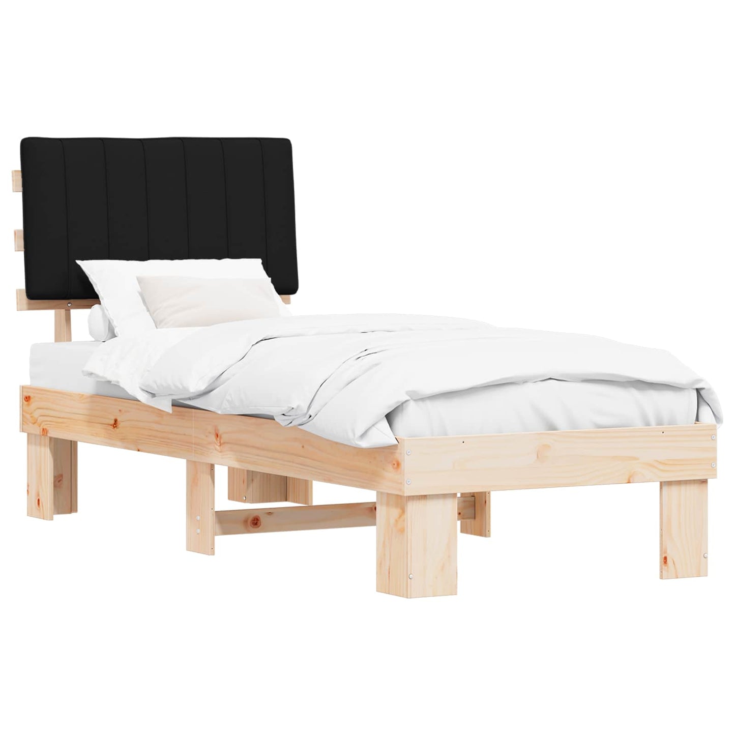 Sengestel med Polstret Hovedgavl Sort 75 x 190 cm