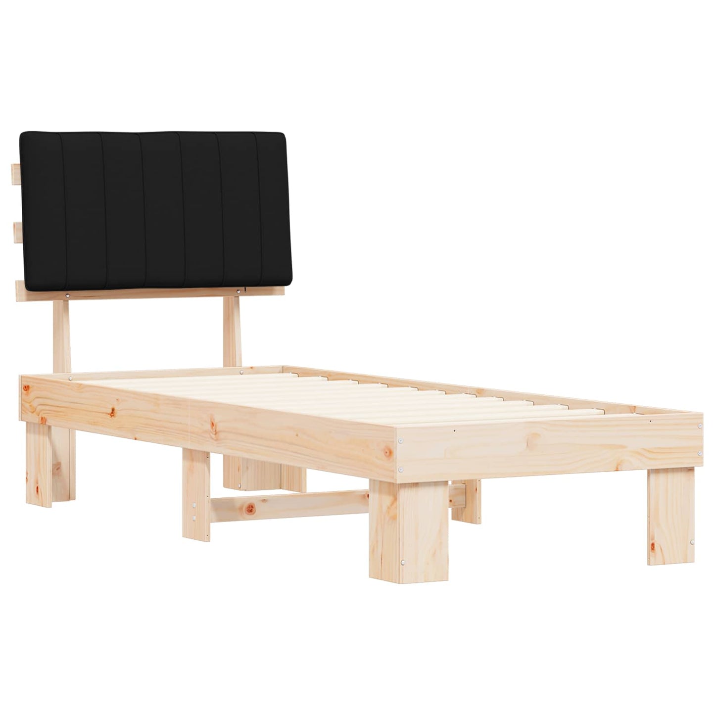 Sengestel med Polstret Hovedgavl Sort 75 x 190 cm