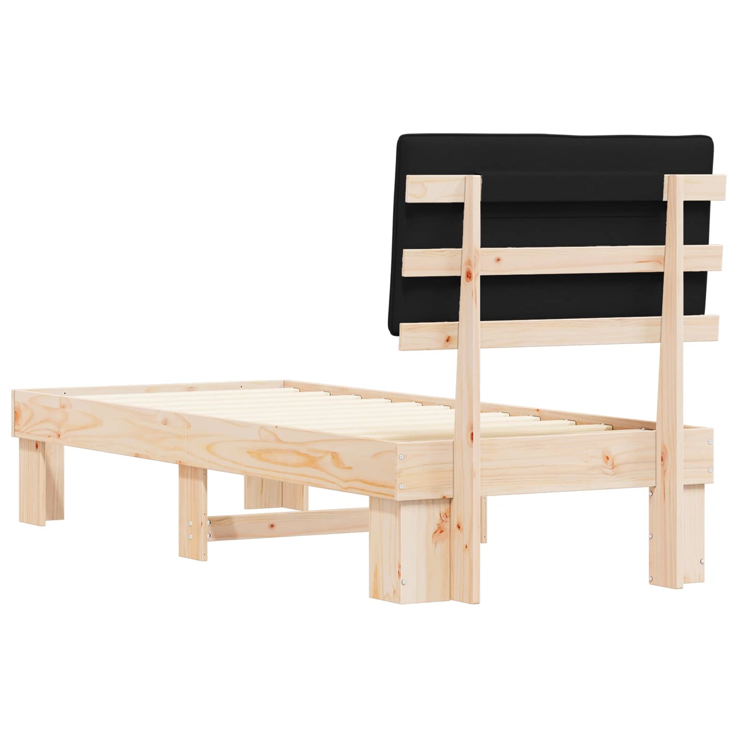 Sengestel med Polstret Hovedgavl Sort 75 x 190 cm