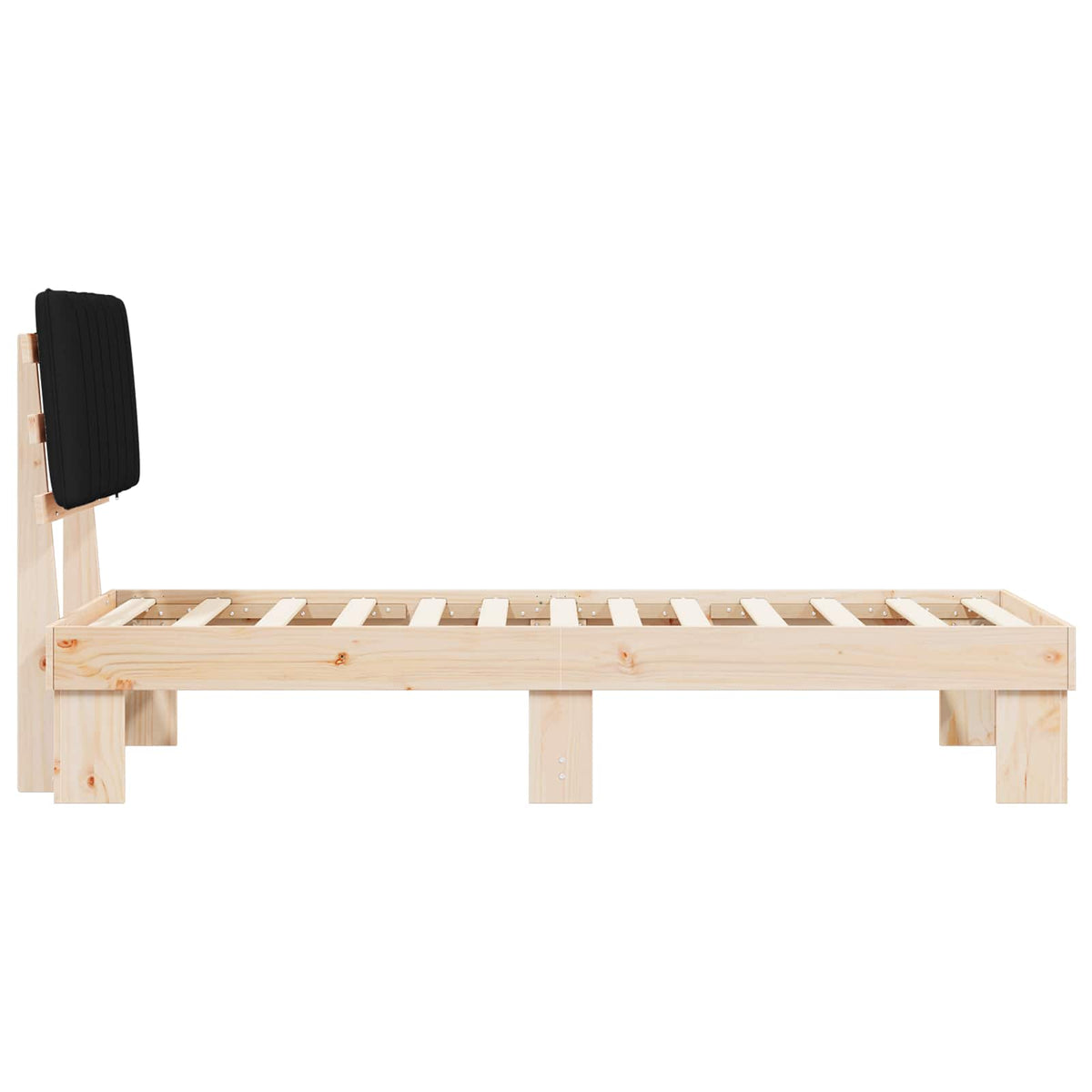 Sengestel med Polstret Hovedgavl Sort 75 x 190 cm