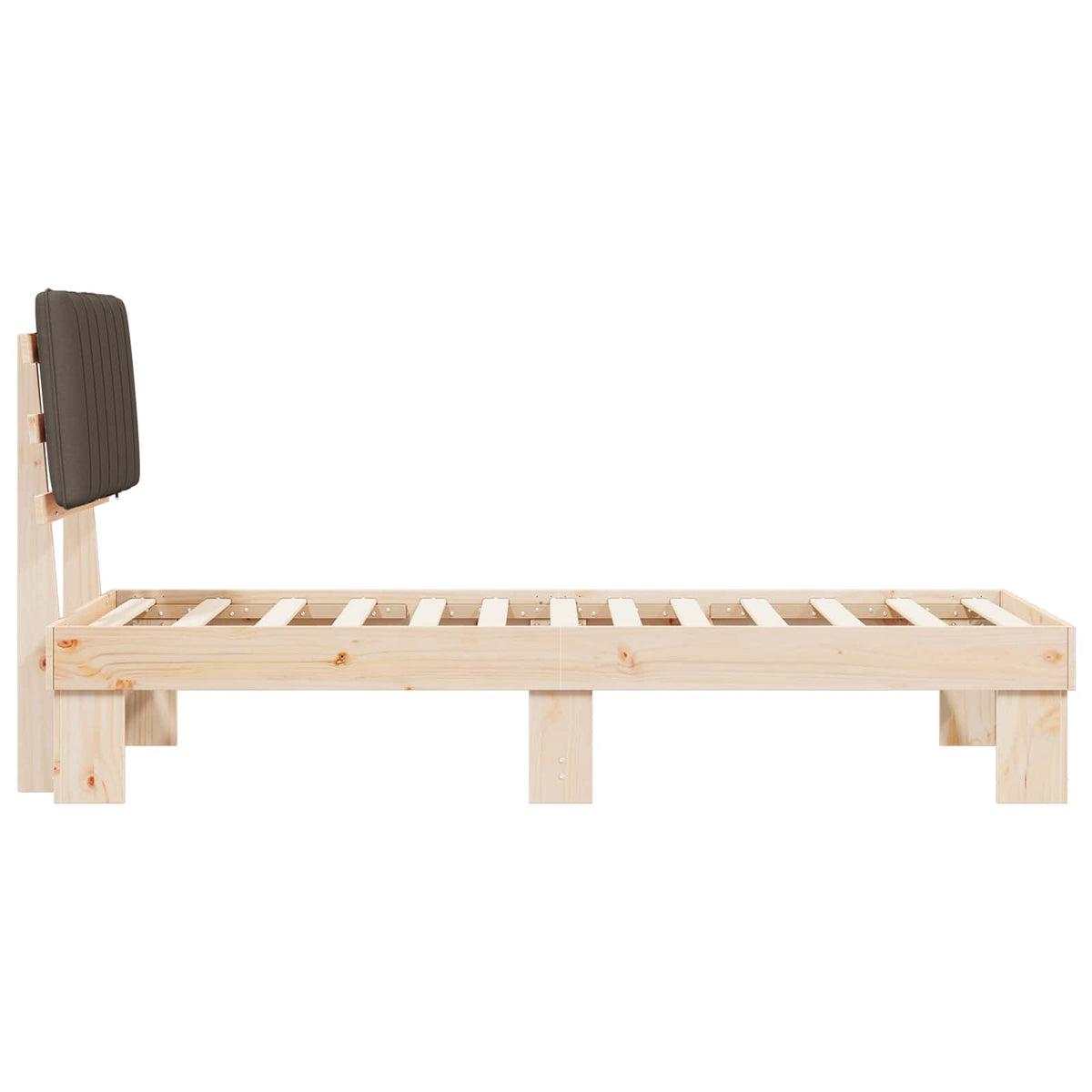 Sengestel med Polstret Hovedgavl Gråbrun 75 x 190 cm