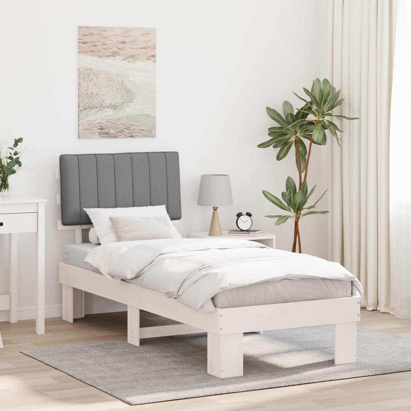 Sengestel med Polstret Hovedgavl Lysegrå 75 x 190 cm