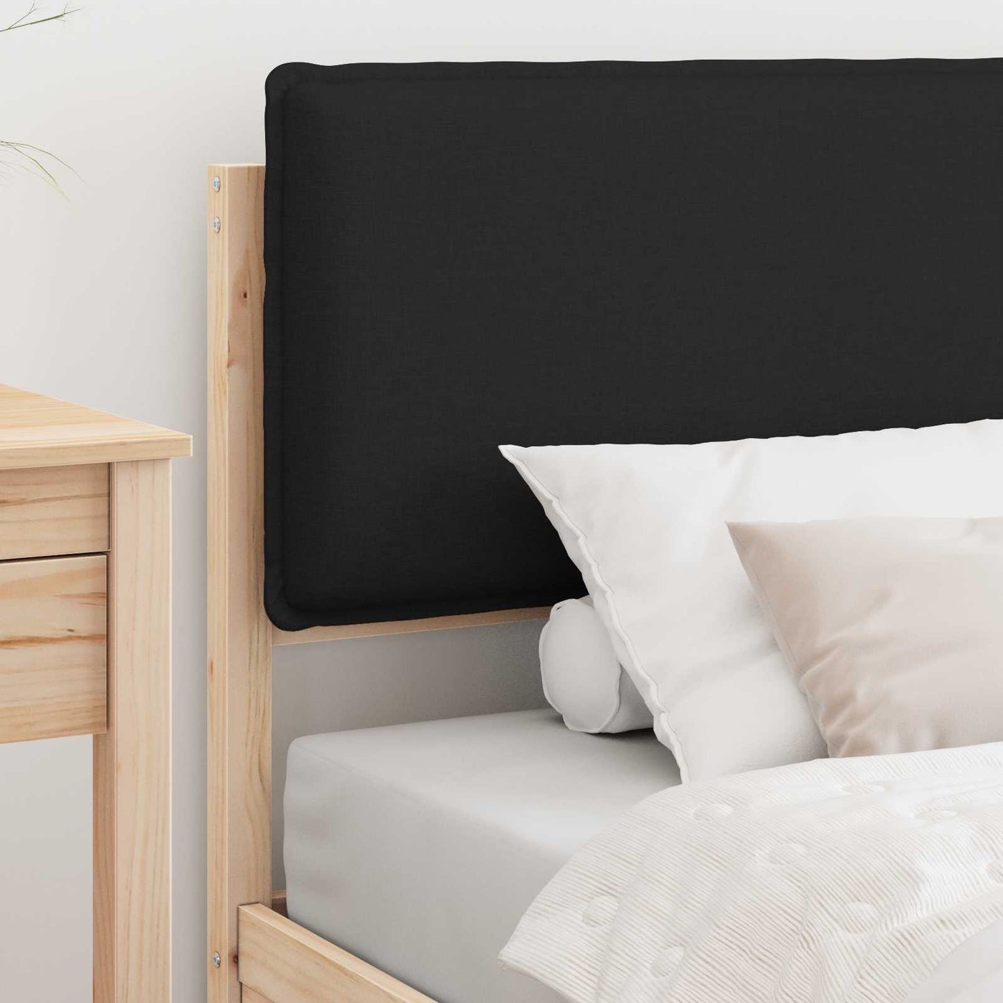 Sengestel med Polstret Hovedgavl Sort 90 x 200 cm