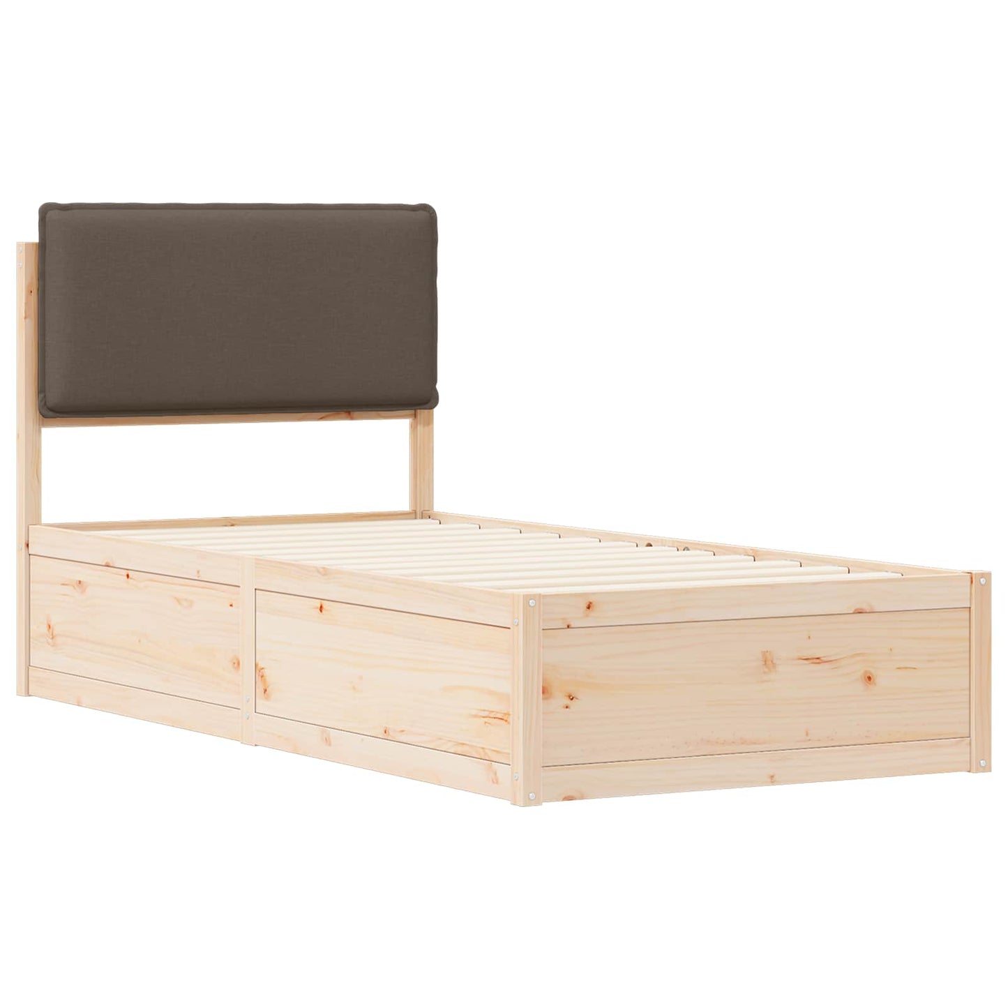 Sengestel med Polstret Hovedgavl Gråbrun 90 x 200 cm