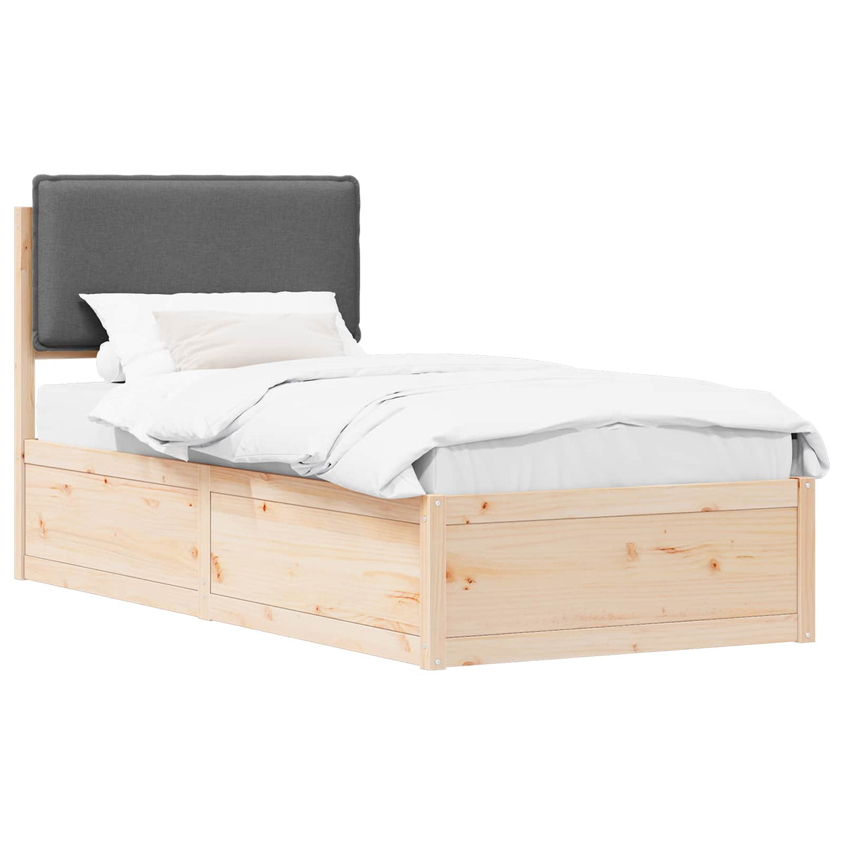 Sengestel med Polstret Hovedgavl Mørkegrå 75 x 190 cm