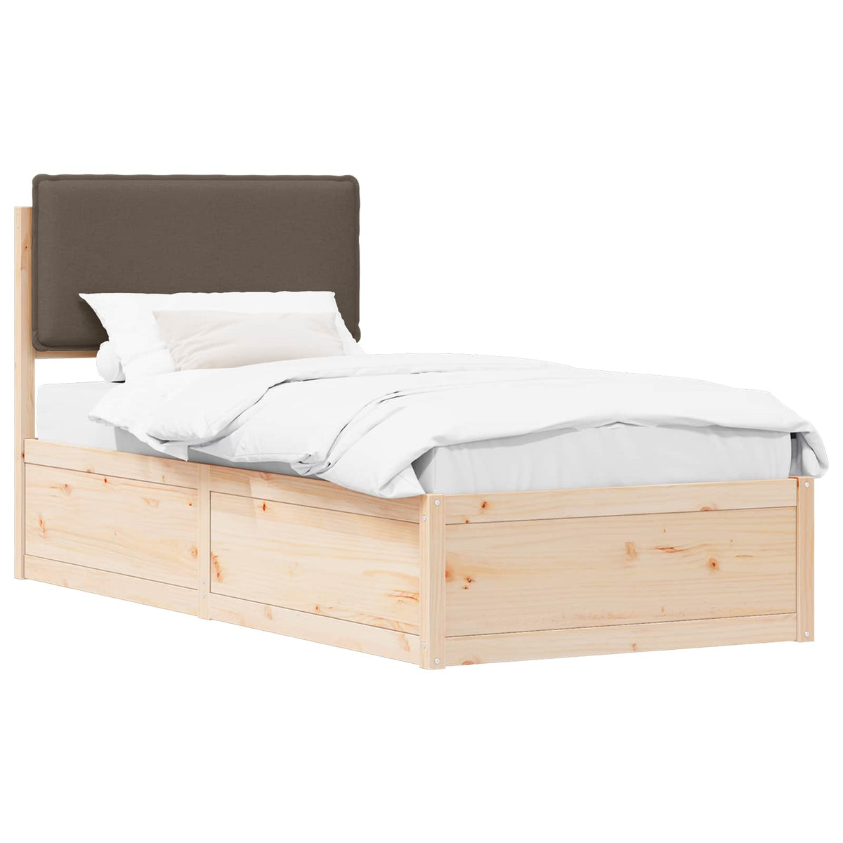 Sengestel med Polstret Hovedgavl Gråbrun 75 x 190 cm