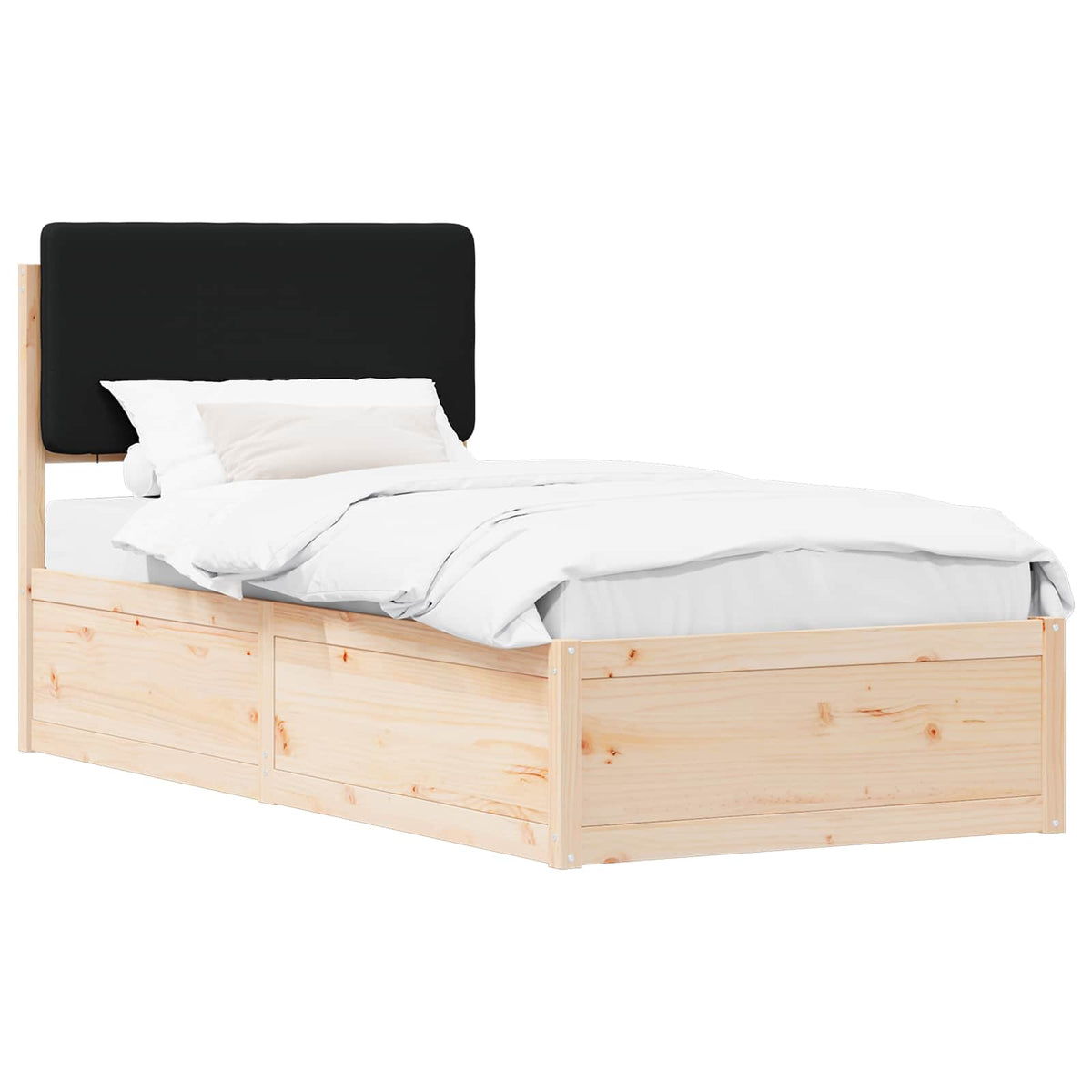 Sengestel med Polstret Hovedgavl Sort 100 x 200 cm
