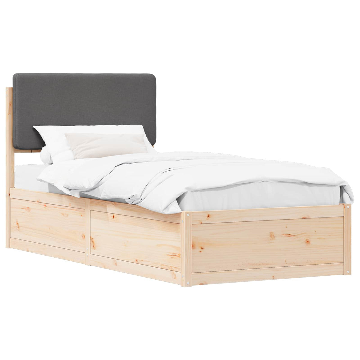 Sengestel med Polstret Hovedgavl Mørkegrå 90 x 200 cm