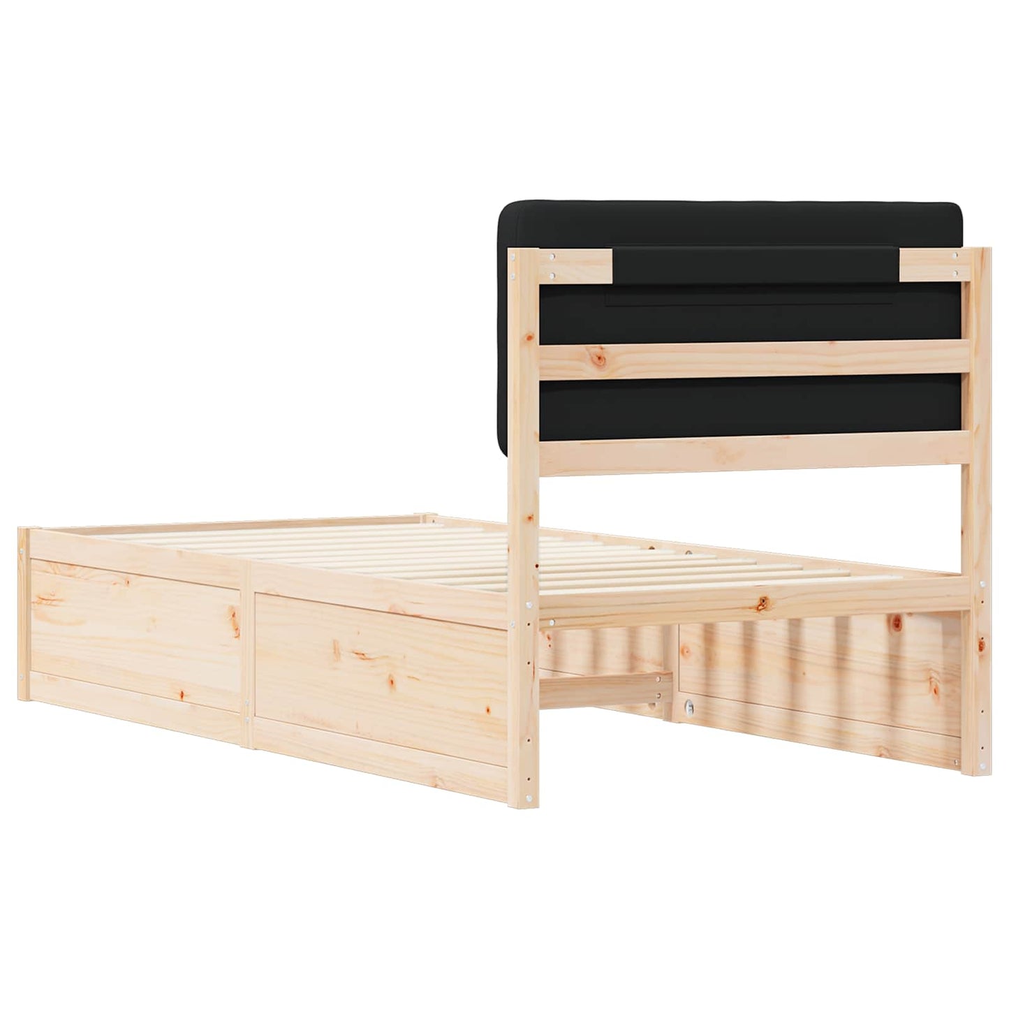 Sengestel med Polstret Hovedgavl Sort 90 x 190 cm