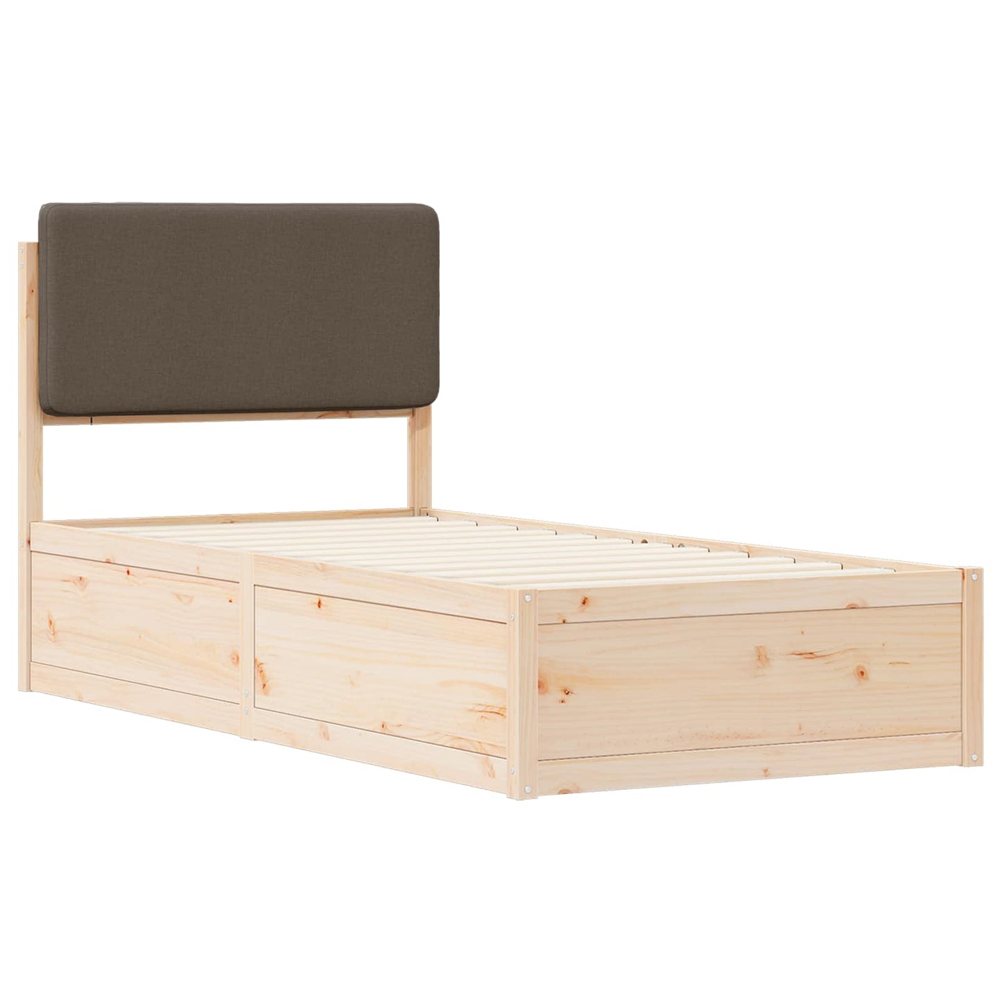 Sengestel med Polstret Hovedgavl Gråbrun 90 x 190 cm