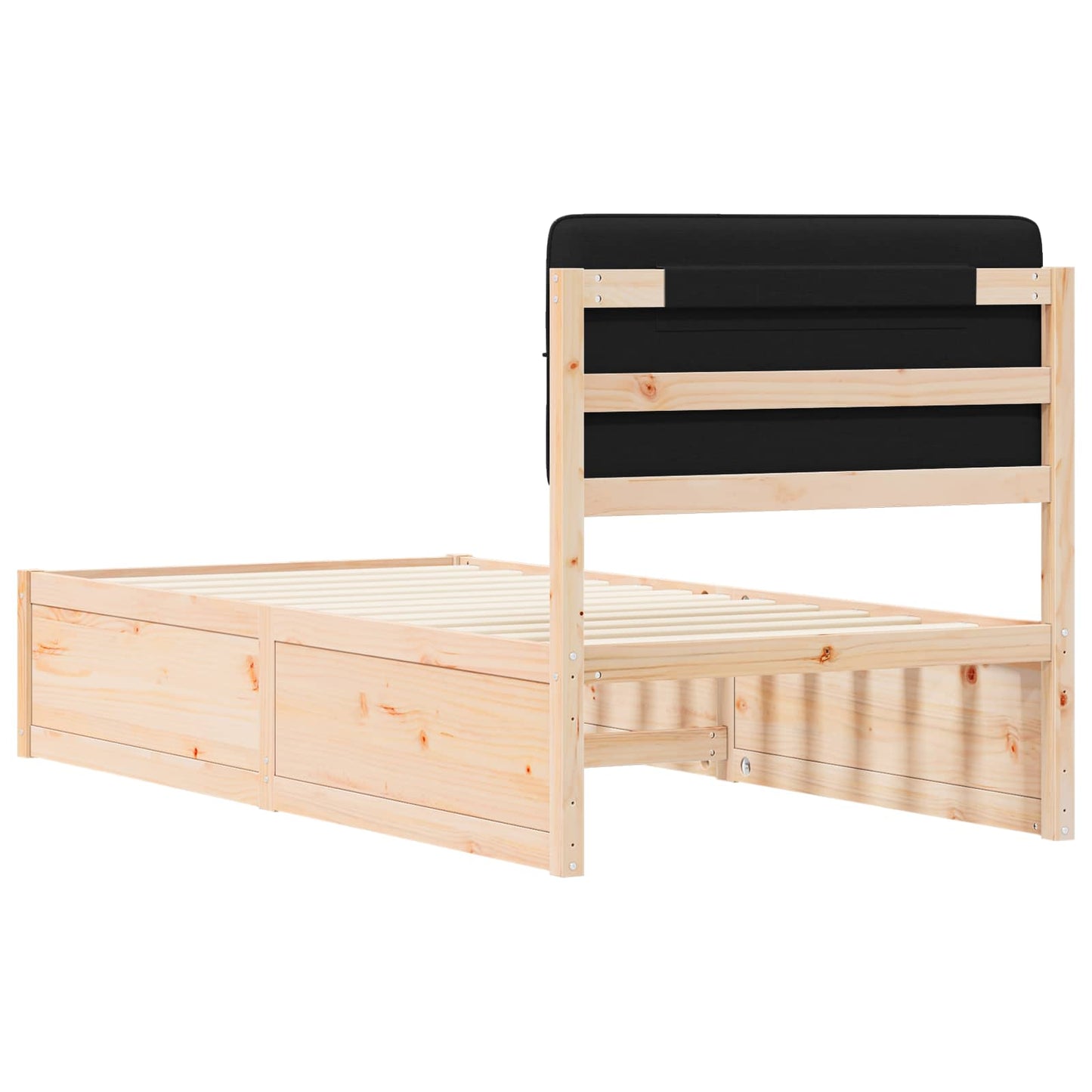 Sengestel med Polstret Hovedgavl Sort 90 x 190 cm
