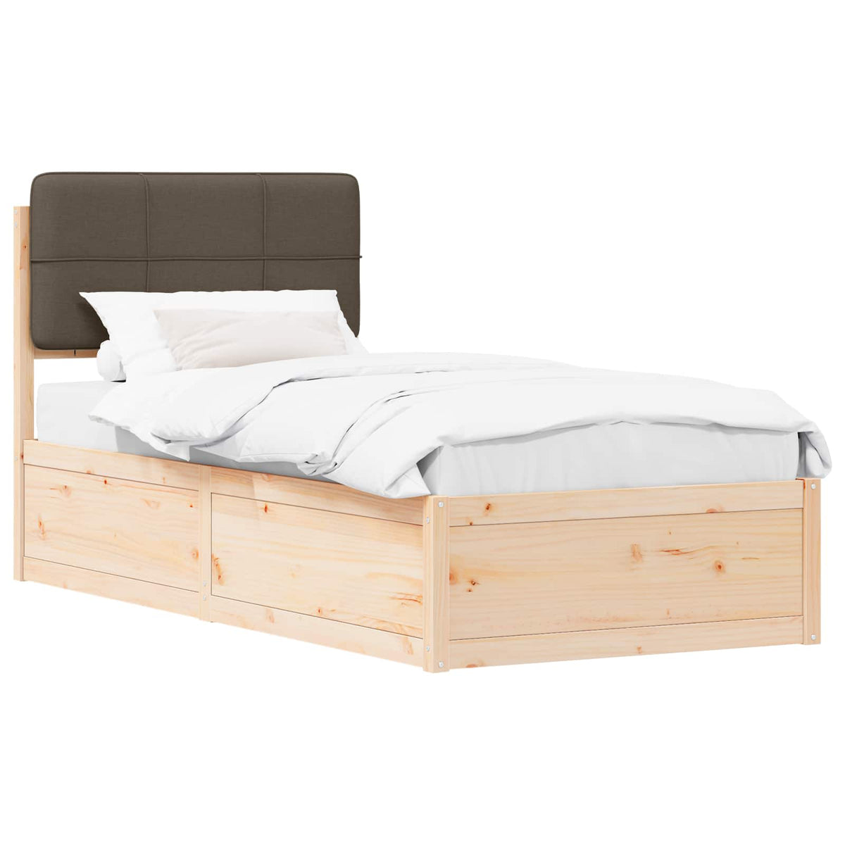 Sengestel med Polstret Hovedgavl Gråbrun 90 x 190 cm