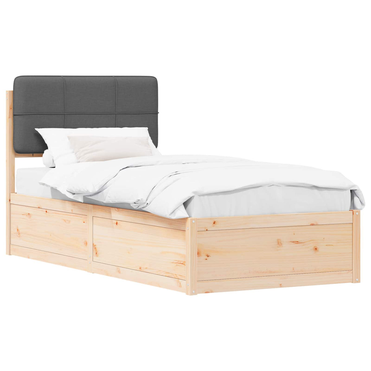 Sengestel med Polstret Hovedgavl Mørkegrå 75 x 190 cm