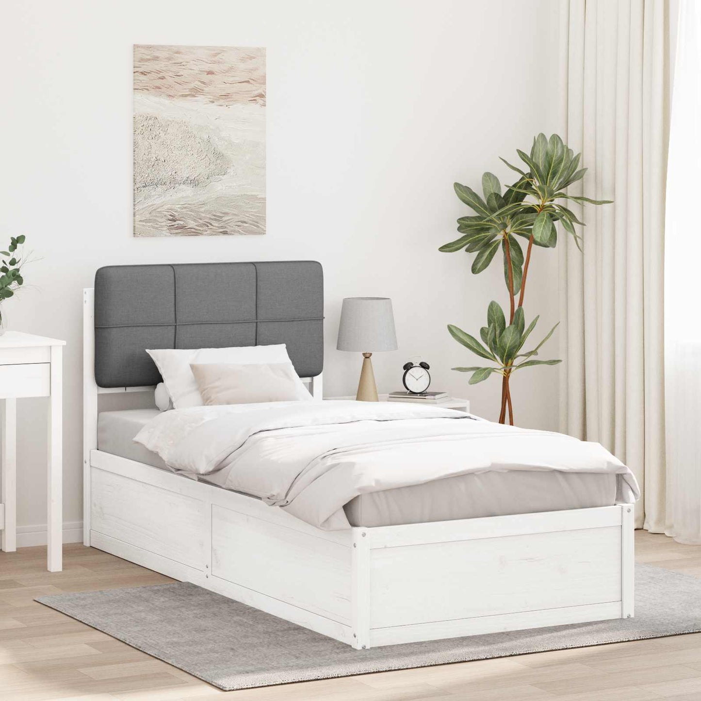 Sengestel med Polstret Hovedgavl Lysegrå 75 x 190 cm