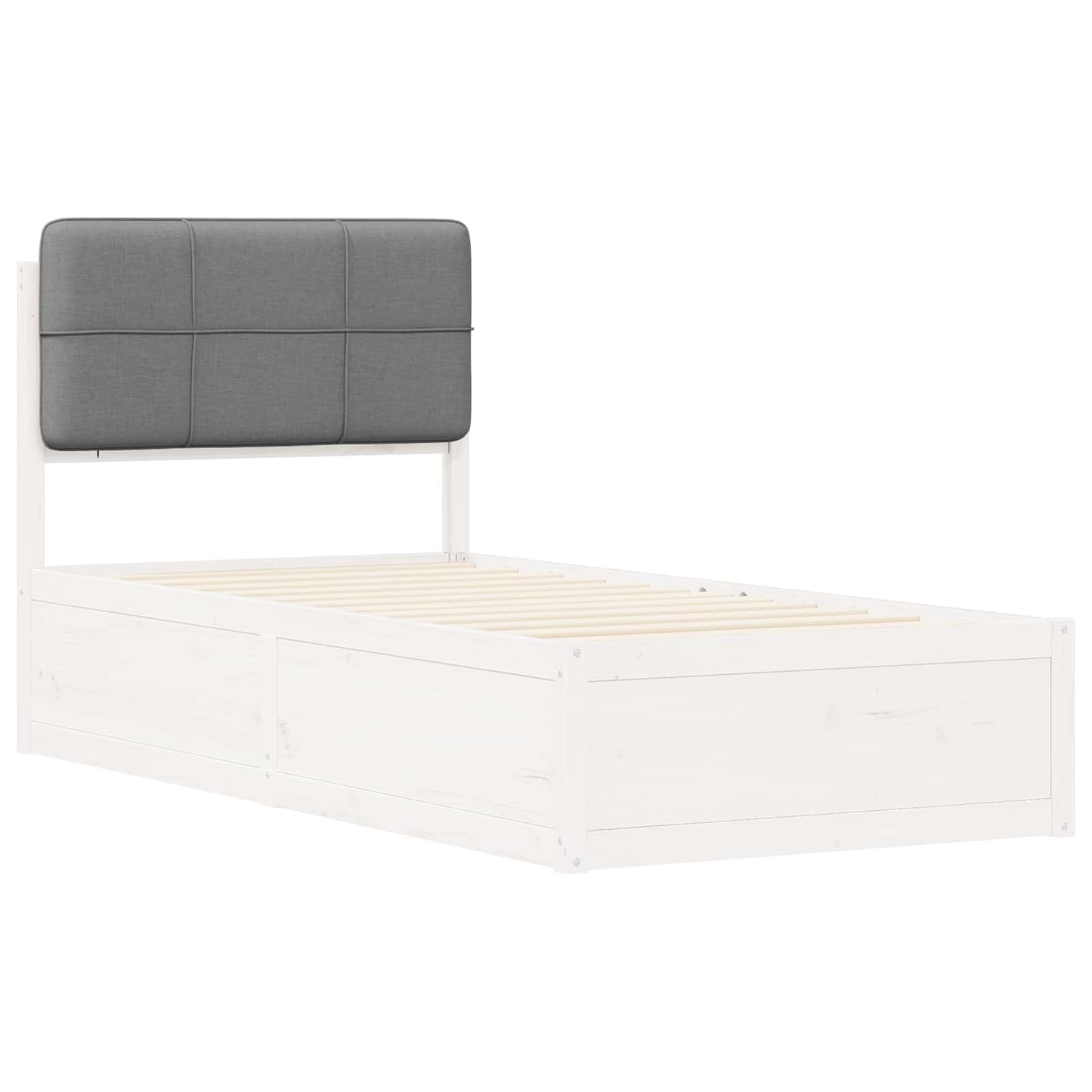 Sengestel med Polstret Hovedgavl Lysegrå 75 x 190 cm