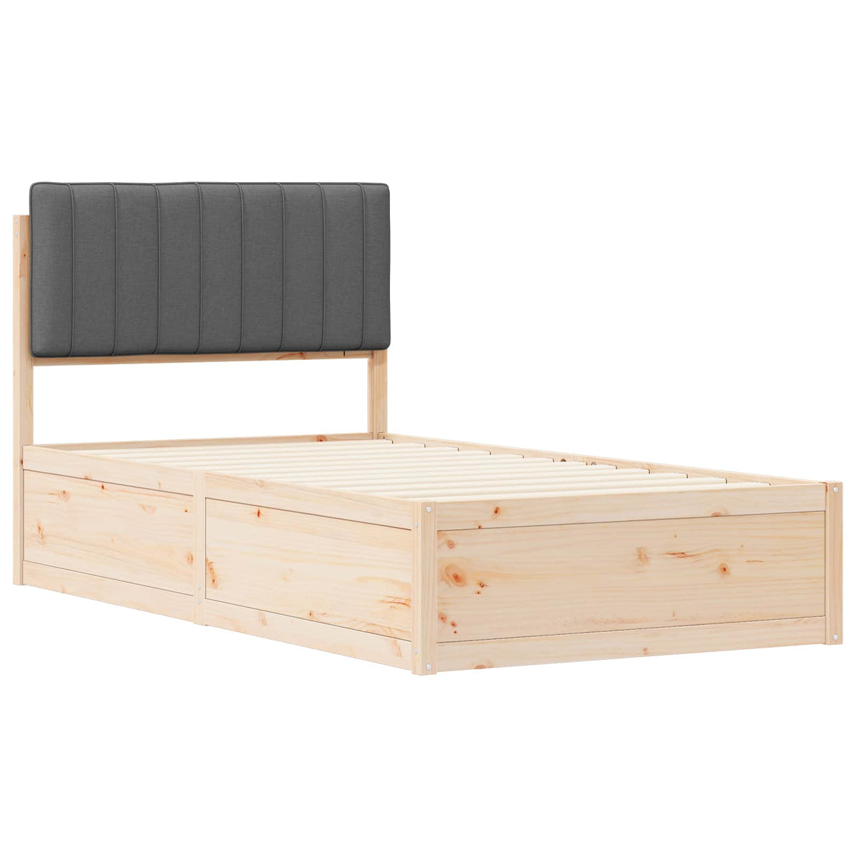 Sengestel med Polstret Hovedgavl Mørkegrå 100 x 200 cm