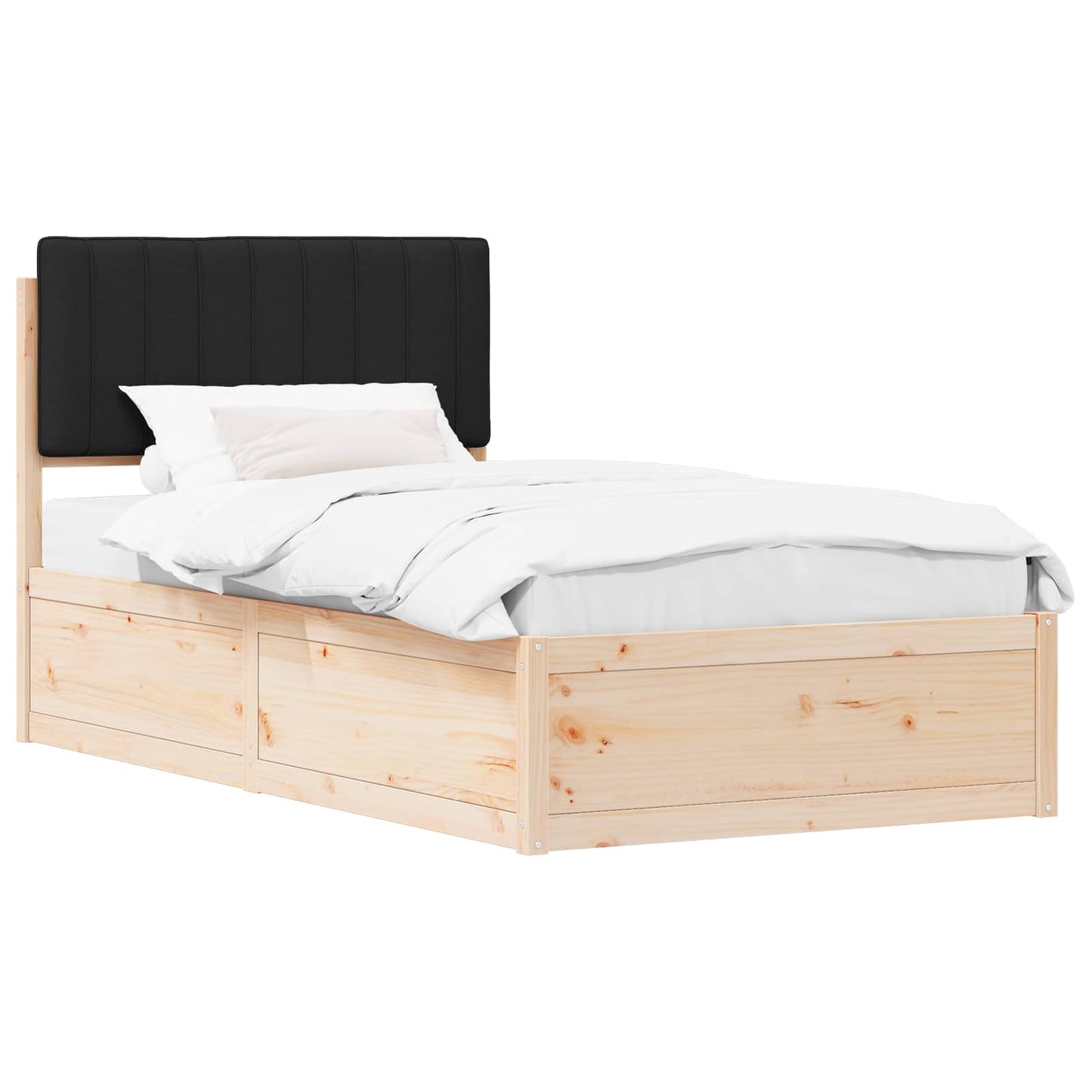 Sengestel med Polstret Hovedgavl Sort 100 x 200 cm