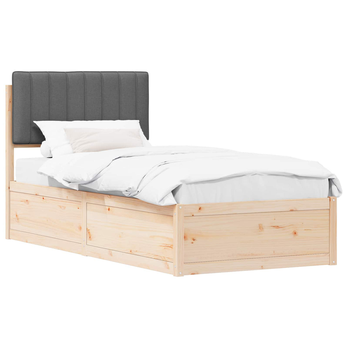Sengestel med Polstret Hovedgavl Mørkegrå 90 x 200 cm