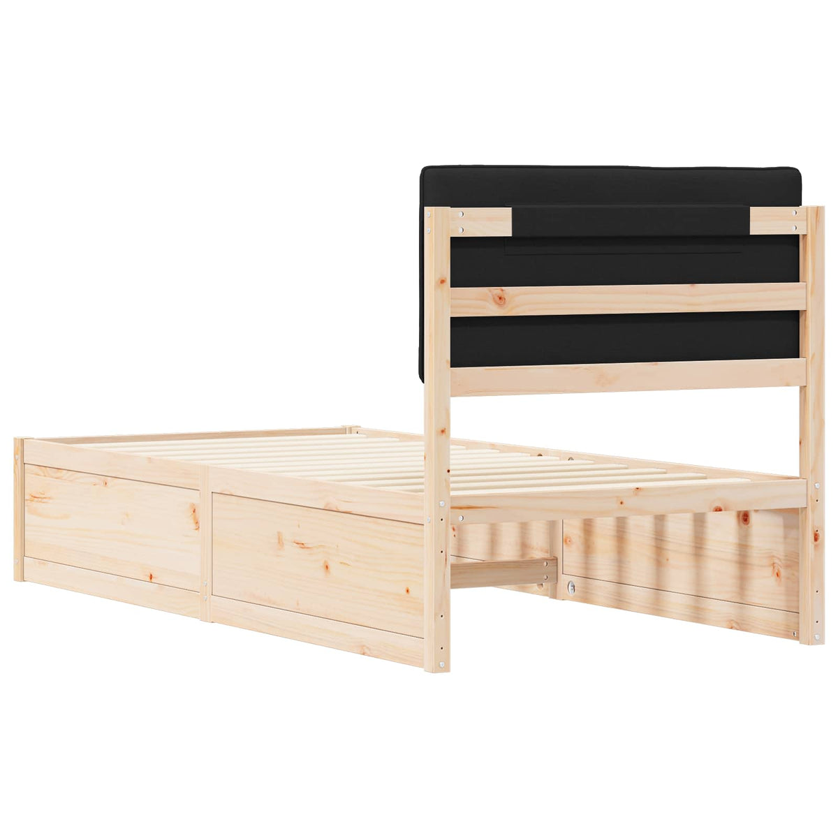 Sengestel med Polstret Hovedgavl Sort 90 x 200 cm