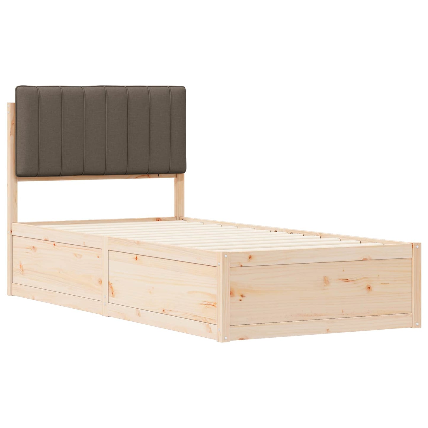Sengestel med Polstret Hovedgavl Gråbrun 90 x 200 cm