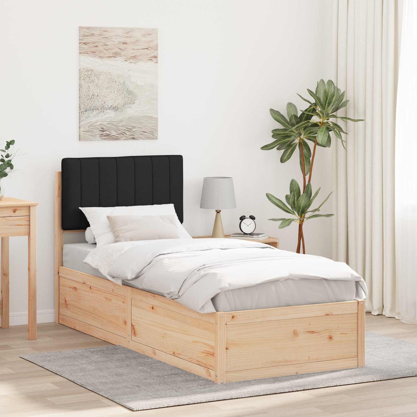 Sengestel med Polstret Hovedgavl Sort 80 x 200 cm
