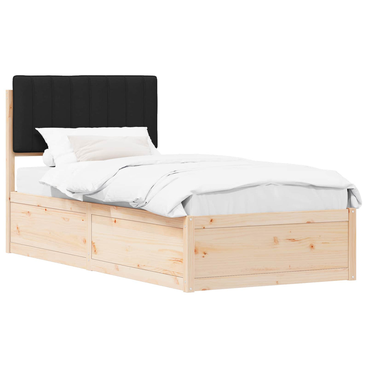 Sengestel med Polstret Hovedgavl Sort 90 x 190 cm