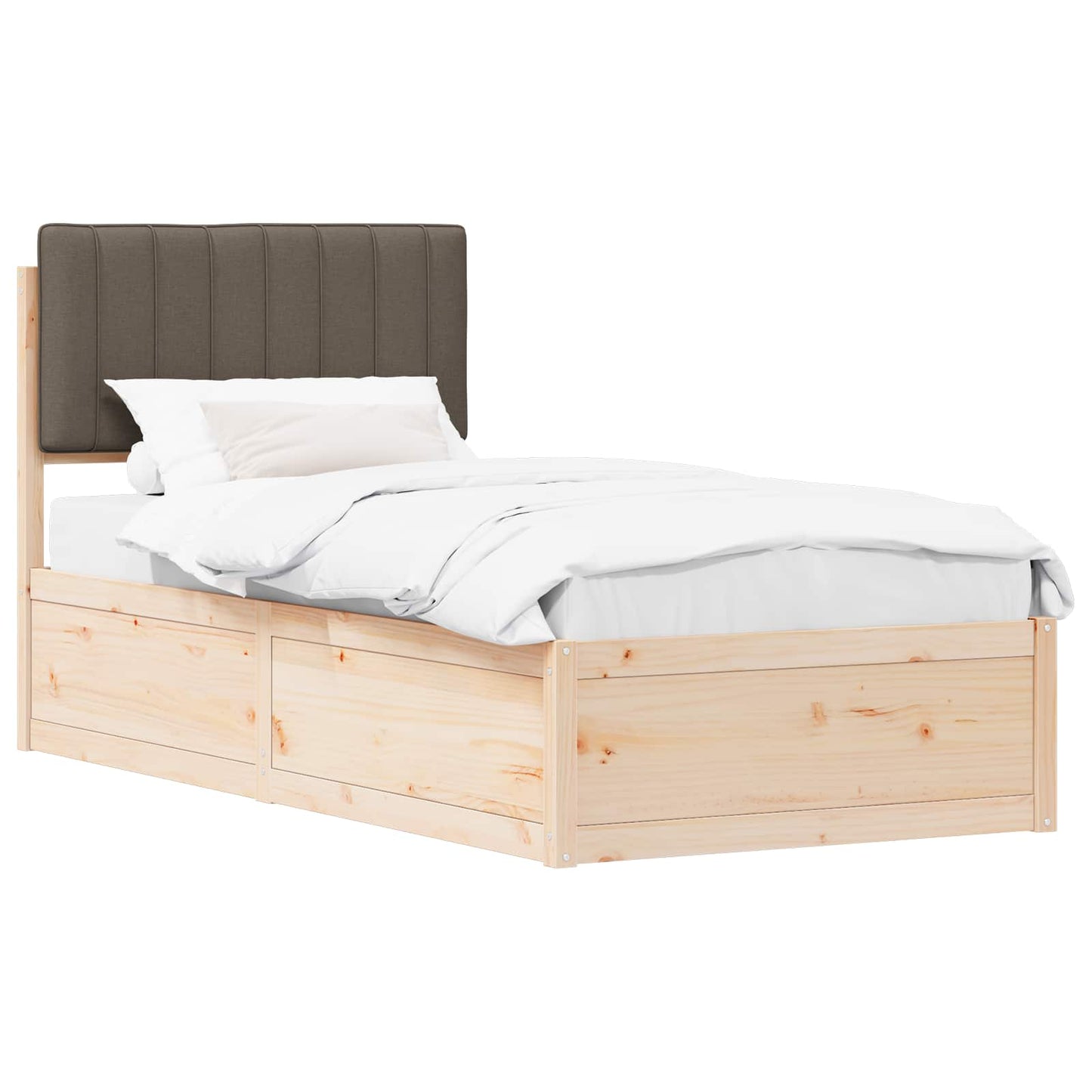Sengestel med Polstret Hovedgavl Gråbrun 90 x 190 cm