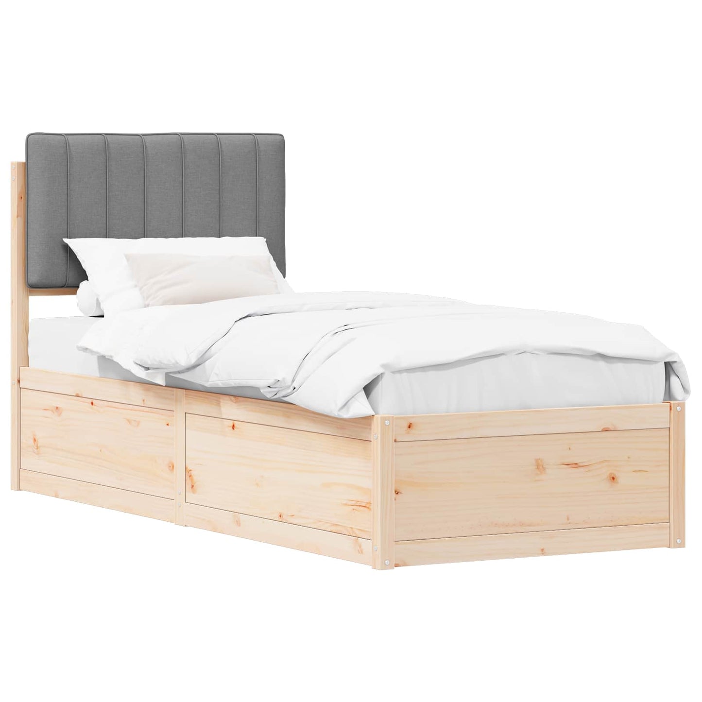 Sengestel med Polstret Hovedgavl Lysegrå 75 x 190 cm