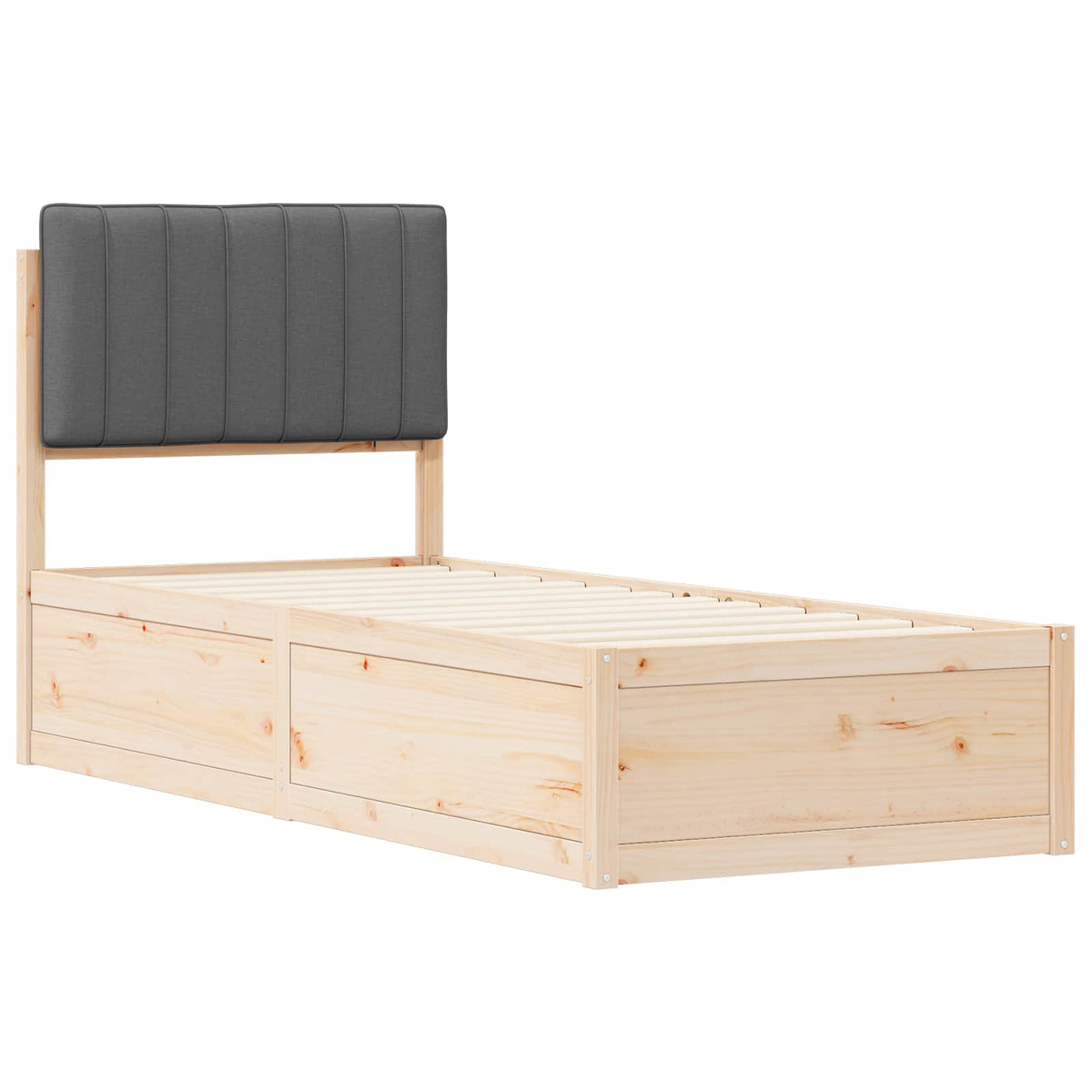 Sengestel med Polstret Hovedgavl Mørkegrå 75 x 190 cm