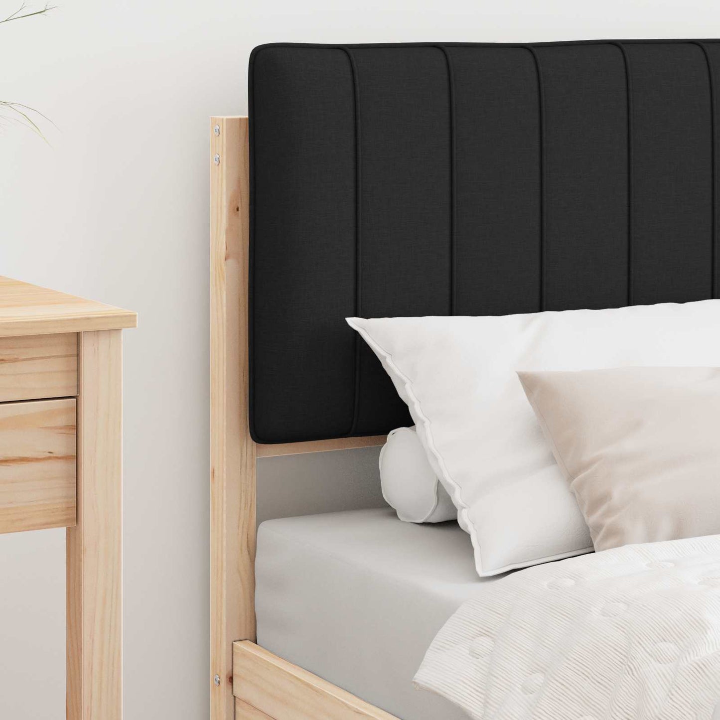 Sengestel med Polstret Hovedgavl Sort 75 x 190 cm