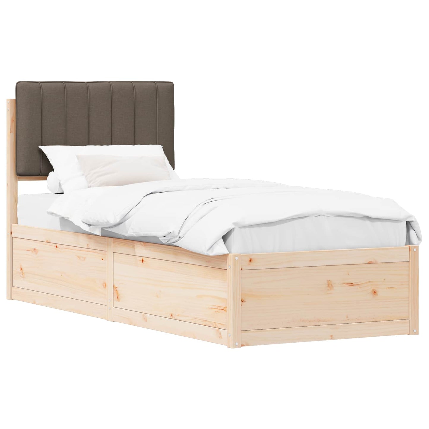Sengestel med Polstret Hovedgavl Gråbrun 75 x 190 cm