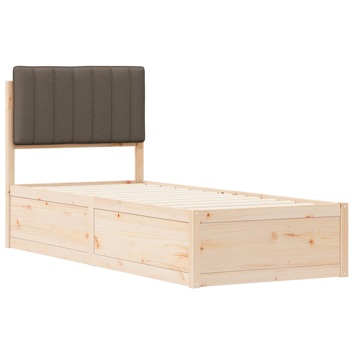 Sengestel med Polstret Hovedgavl Gråbrun 75 x 190 cm