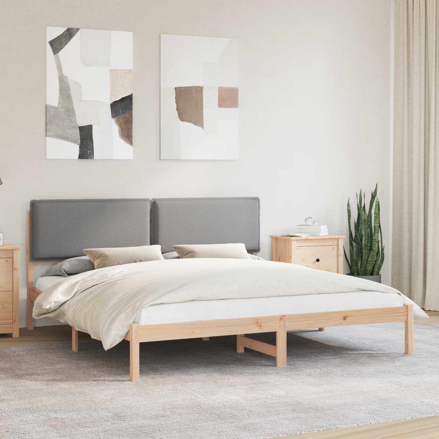 Sengestel med Polstret Hovedgavl Lysegrå 180 x 200 cm