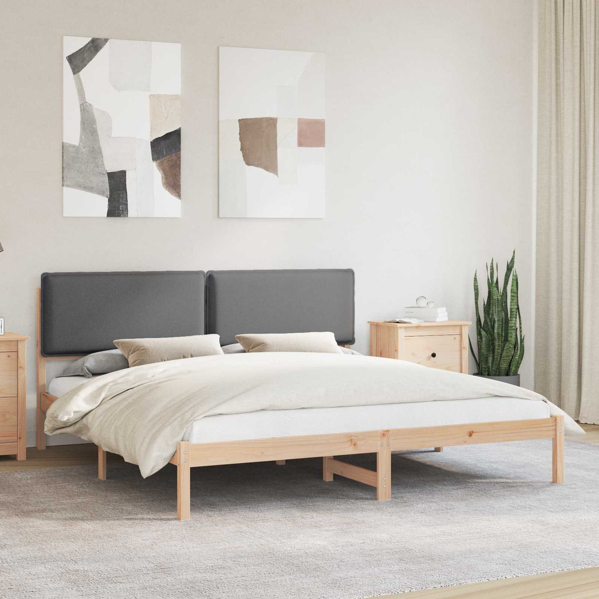 Sengestel med Polstret Hovedgavl Mørkegrå 180 x 200 cm
