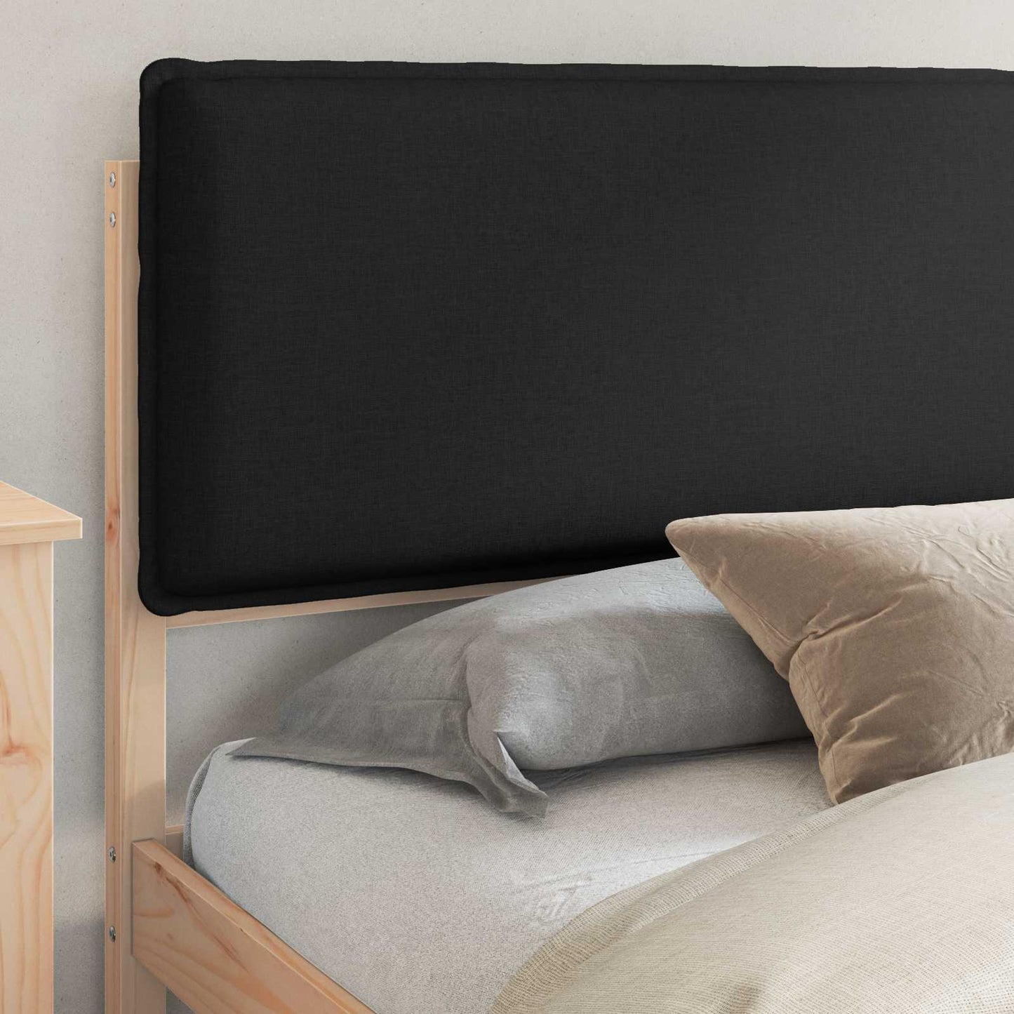 Sengestel med Polstret Hovedgavl Sort 180 x 200 cm